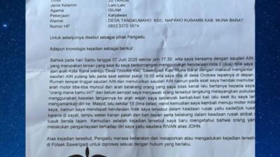 Korban Butuh Keadilan, Kasus Penganiayaan Serta perusakan Motor CRF Di Desa Ondoke Mubar Belum Ada Perkembangan